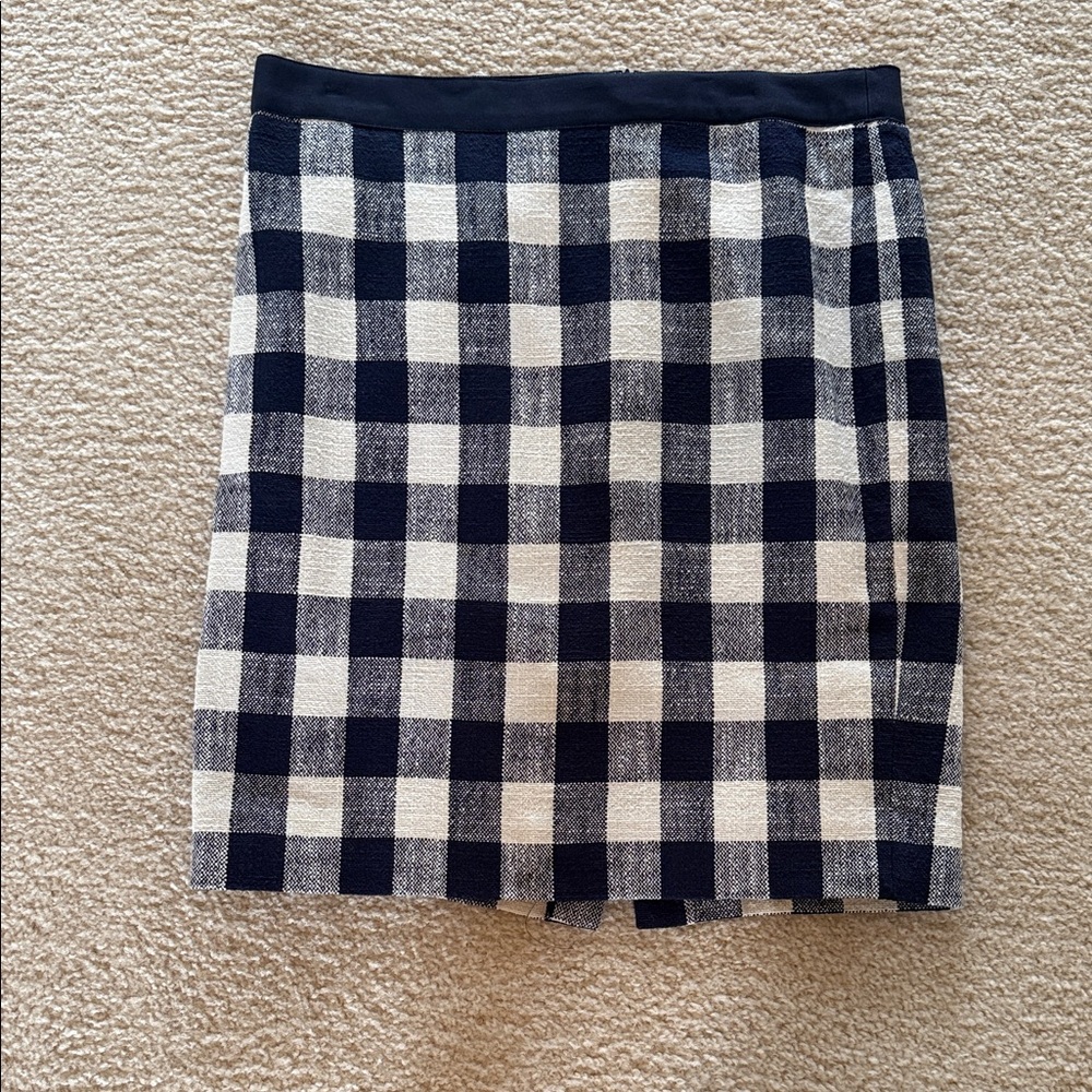 Navy and White Checkered Skirt